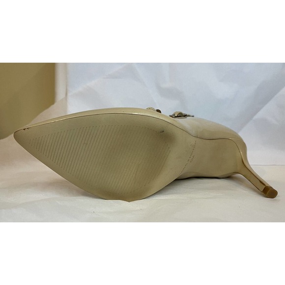 Marc Fisher Dabney Block Heels Nude Patent Buckle Strap 6 Zip Heel Pointed Toe - Picture 10 of 12